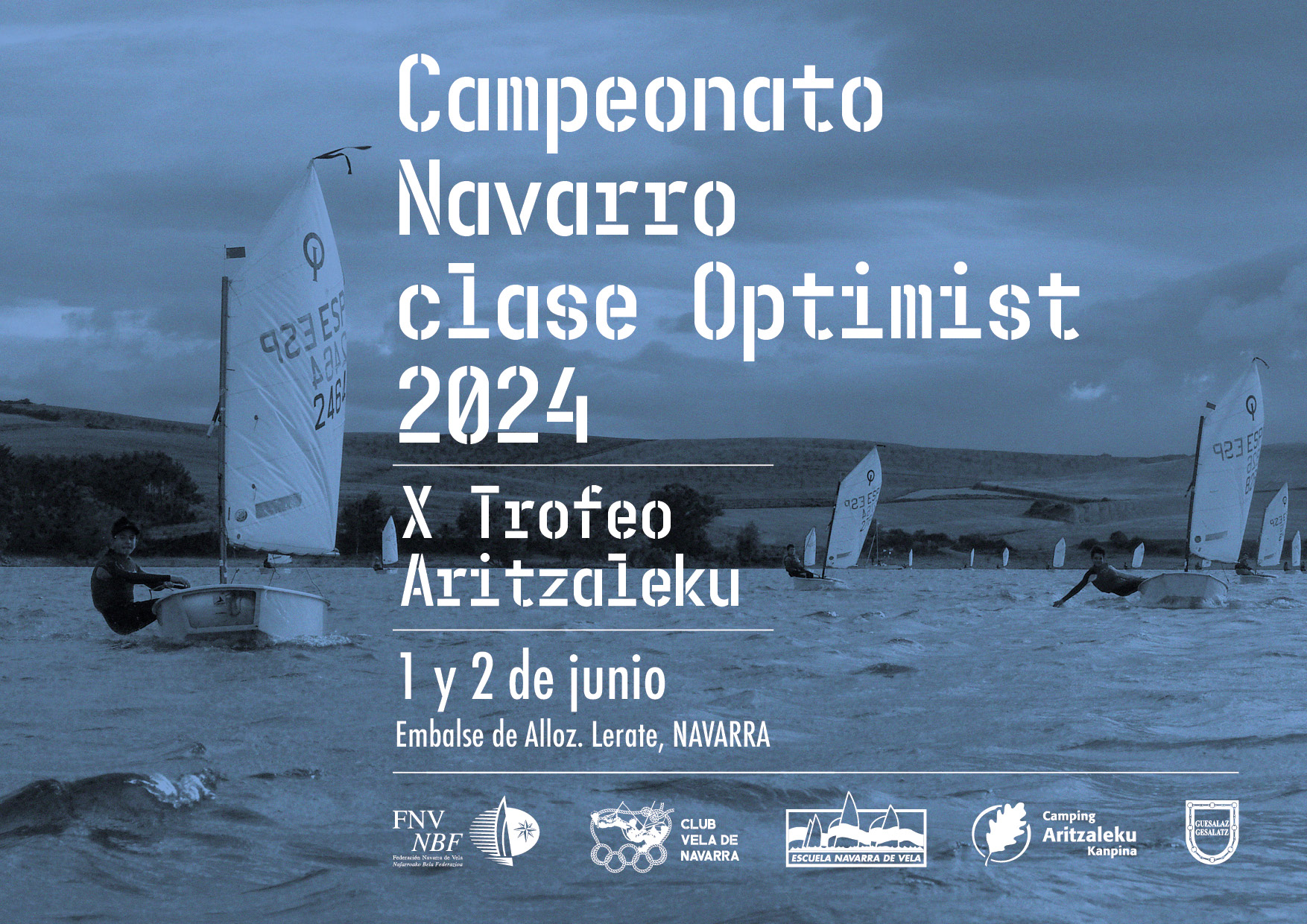 CAMPEONATO NAVARRO CLASE OPTIMIST 2024 X TROFEO y JUEGOS CAMPING ARITZALEKU  1 y 2 de junio de 2024